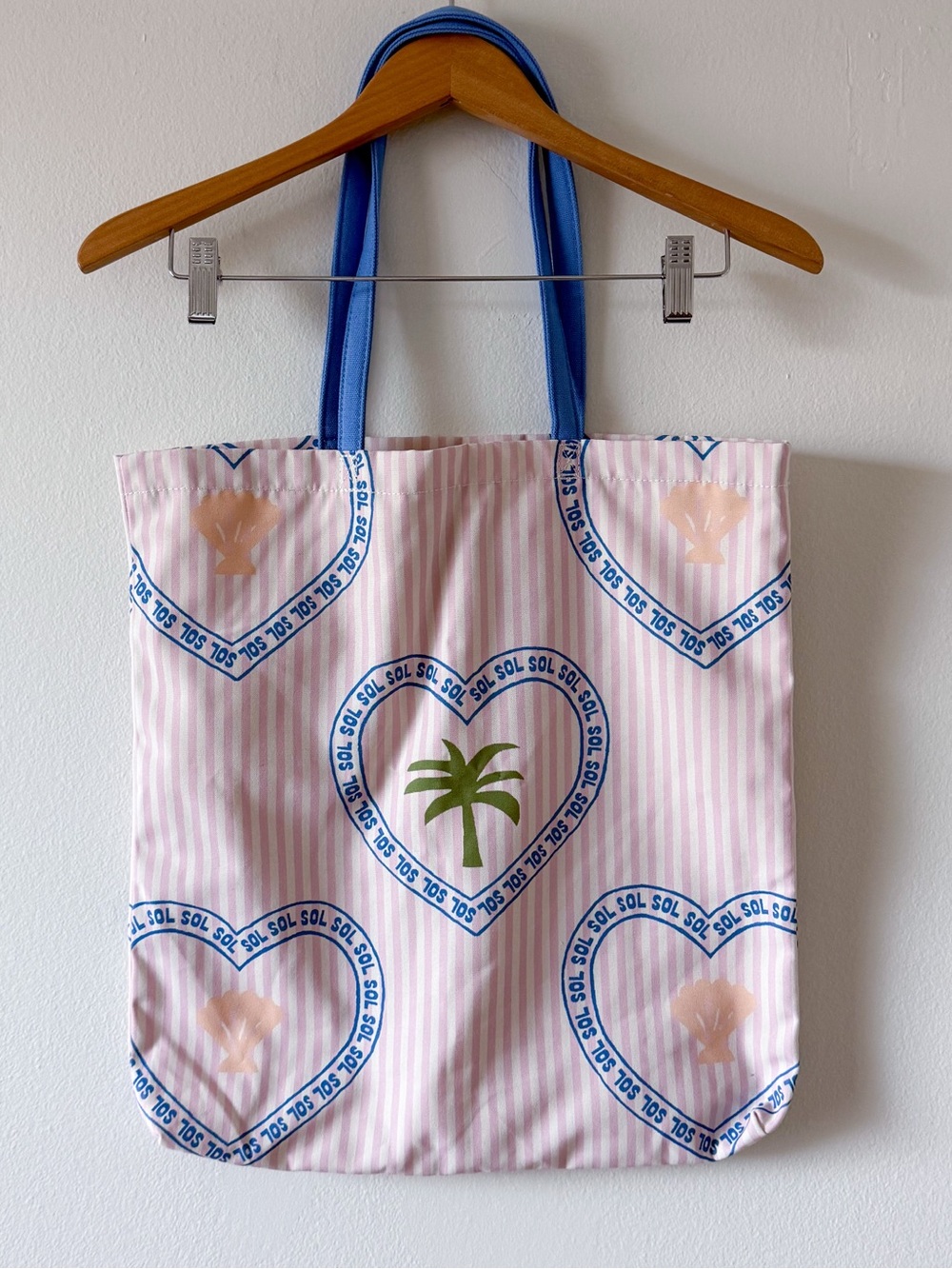 NWT Anthropologie Graphic Canvas Tote in Stripe Celadine O/S - Picture 4 of 7